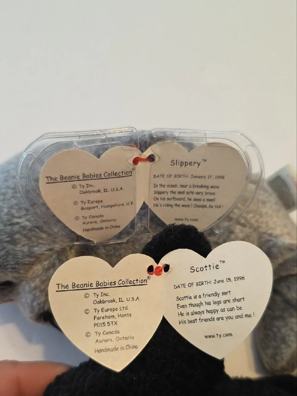Ty Beanie Babies Lot 6 Vintage 1996-1999 Scottie Slippery Beak Silver 90s Kid